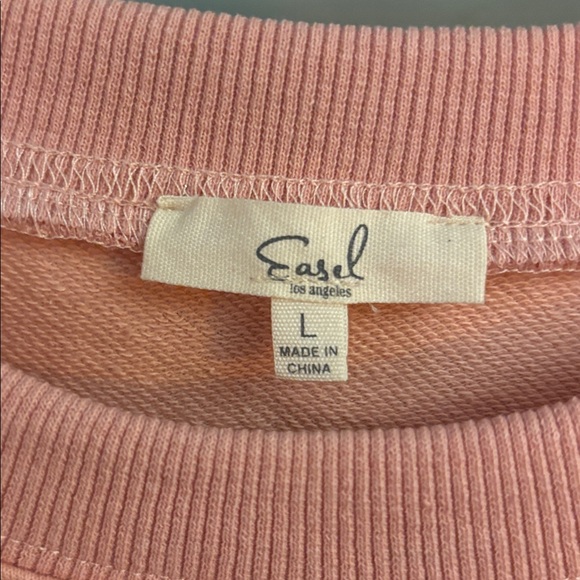 Easel Pink - Embroidered Smiley Face Sweatshirt - L - Picture 2 of 3